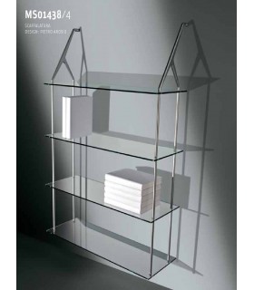 Set de deux supports avec 4 Etagères verre