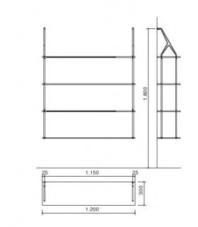 Set de deux supports avec 4 Etagères verre