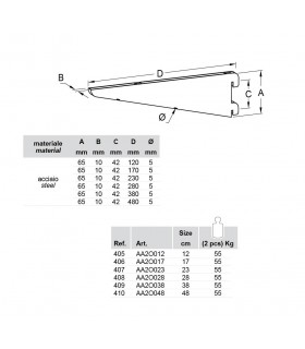 Console pour crémaillère double en acier  Console pour crémaillère double en acier