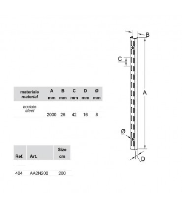 Crémaillère double en acier longueur 2 métres