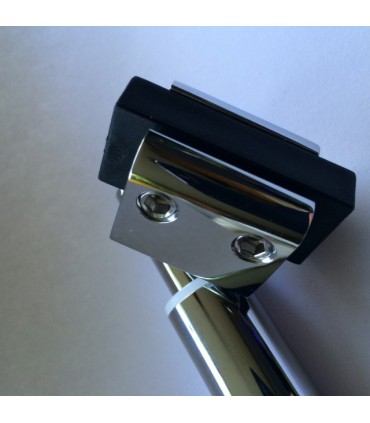 Barre raidisseur pour cloison de douche fixation entre mur et verre à 45°