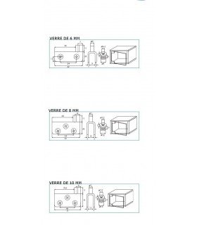 Set de 2 charnières pince pivot pour porte de vitrine en verre Set de 2 charnières pince pivot pour porte de vitrine en verre