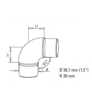 Raccord 90° pour tube Ø 38 mm technique