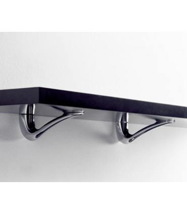 Support d'étagère série CASP-1 chromé brillant tablette bois