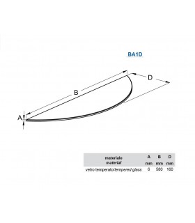 Tablette murale en verre découpe arrondie série BA1D par Bolis Italia