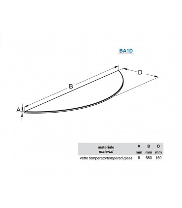 Tablette murale en verre découpe arrondie série BA1D par Bolis Italia