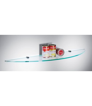 Tablette murale en verre découpe arrondie 900/200 mm série Spicchio par Bolis Italia