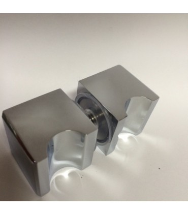 Paire de poignée bouton carré série Oslo pour porte en verre