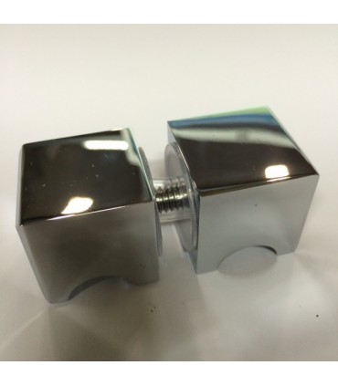 Paire de poignée bouton carré série Oslo pour porte en verre