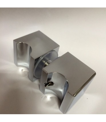 Paire de poignée bouton carré série Oslo pour porte en verre