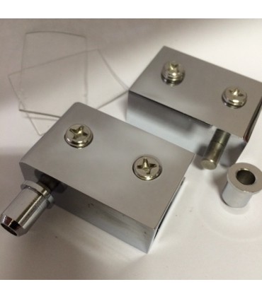 Set de 2 charnières pince pivot pour porte de vitrine en verre