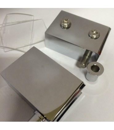 Set de 2 charnières pince pivot pour porte de vitrine en verre