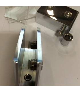 Set de 2 charnières pince pivot pour porte de vitrine en verre Set de 2 charnières pince pivot pour porte de vitrine en verre