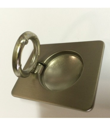 Poignée de meuble tirette affleurante nickel satiné ouverte