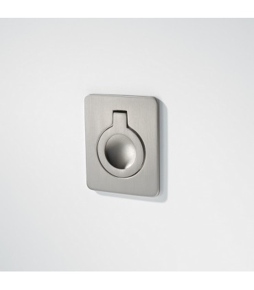 Poignée de meuble tirette affleurante finition nickel satiné