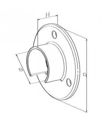 Embase Ø 90 mm à visser pour tube fond de gorge