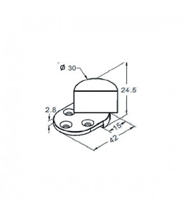 Charnière pour porte de vitrine en verre fixation par collage UV