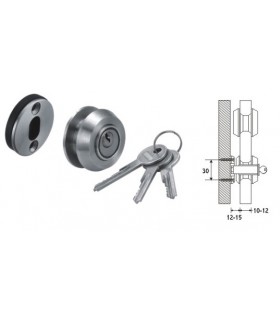 Serrure de facade pour porte coulissante en verre contre mur