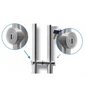 Paire de poignée tubulaire avec serrure pour porte en verre