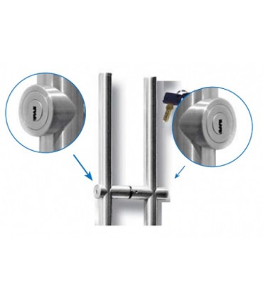 Paire de poignée tubulaire avec serrure pour porte en verre