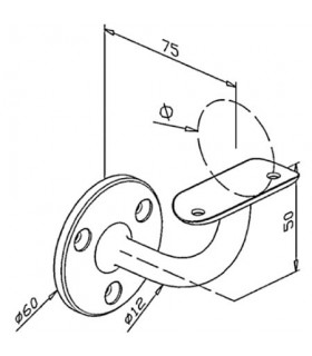 Support mural inox pour main courante ronde