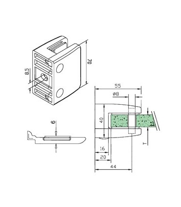 Pince a verre à talon plat - modèle 24 - Zamak blanc 9016 mat