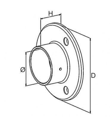 Embase inox Ø 95 mm à visser pour tube Ø 42.4 mm