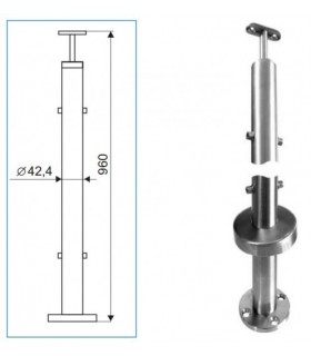 Poteau de balustrade inox rond Ø 42.4 mm