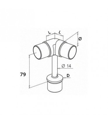 Support inox orientable 0 à 70° pour main courante ronde
