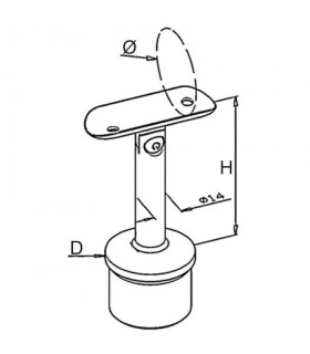 Support inox orientable pour main courante ronde sur poteau