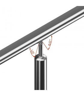 Support inox orientable pour main courante ronde sur poteau