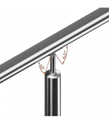 Support inox orientable pour main courante ronde sur poteau