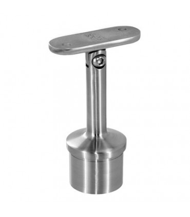 Support inox orientable 0 à 60° pour main courante plate sur poteau