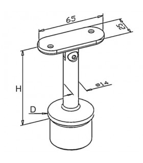 Support inox orientable 0 à 60° pour main courante plate sur poteau
