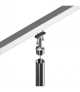 Support inox orientable 0 à 60° pour main courante plate sur poteau