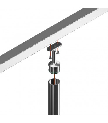 Support inox orientable 0 à 60° pour main courante plate sur poteau