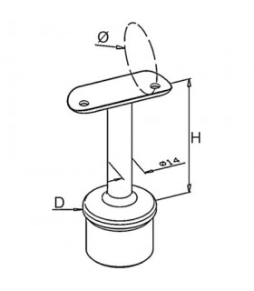 Support inox pour main courante ronde sur poteau