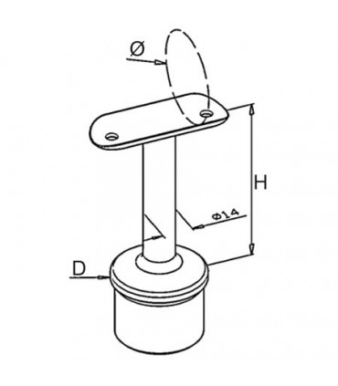 Support inox pour main courante ronde sur poteau
