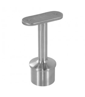 Support inox droit pour main courante plate sur poteau