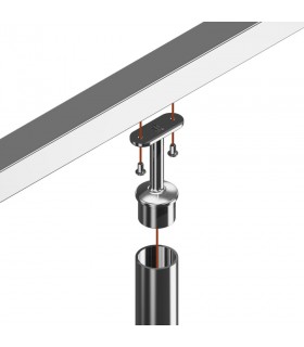 Support inox droit pour main courante plate sur poteau