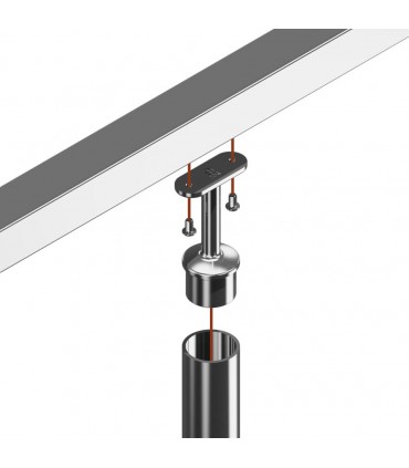 Support inox droit pour main courante plate sur poteau