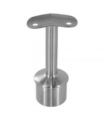 Support inox 90° pour main courante ronde sur poteau