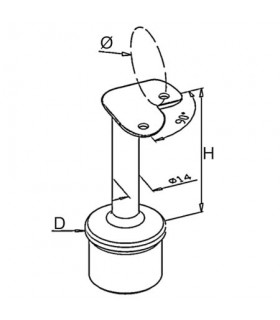 Support inox 90° pour main courante ronde sur poteau