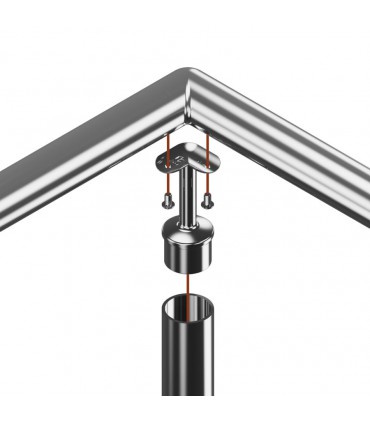 Support inox 90° pour main courante ronde sur poteau