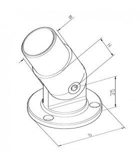 Embase murale orientable inox à visser pour tube Ø 42.4 mm
