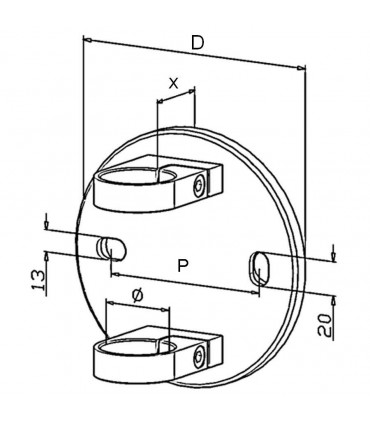 Platine de fixation à l'Anglaise pour tube Ø 42.4 x 2 mm