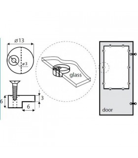 Pastille de fixation pour miroir d'épaisseur 4 mm