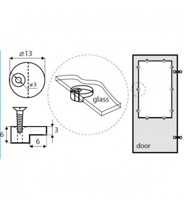 Pastille de fixation pour miroir d'épaisseur 4 mm