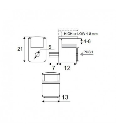 Taquet en métal anti-décrochage pour étagère en verre de 4 à 8 mm