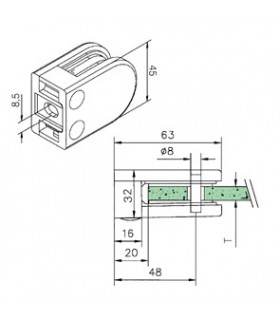 Pince a verre à talon plat - modèle 25 - Zamak effet inox Pince a verre à talon plat - modèle 25 - Zamak effet inox